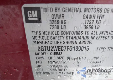 2015 GMC Sierra K1500 Denali из США, поврежденный, VIN 3GTU2WEC7FG139015